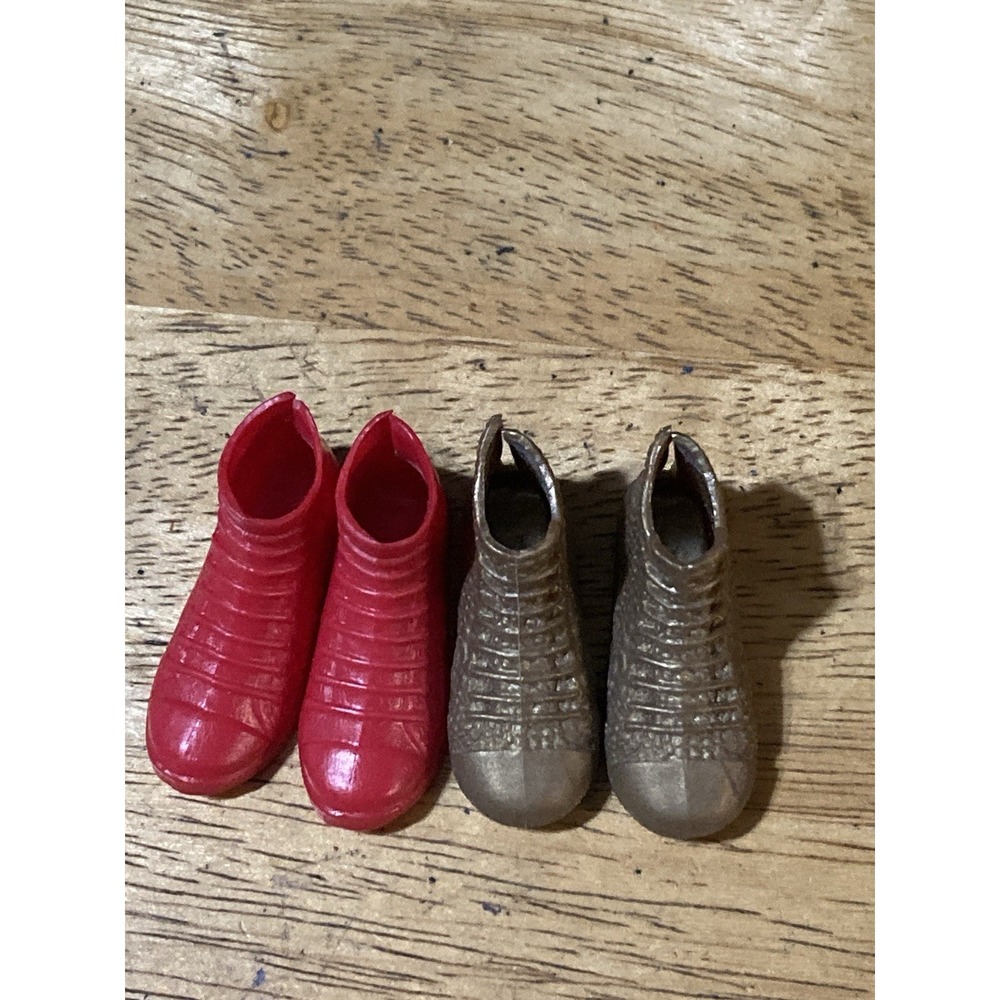 KEN DOLL Tennis SHOES - Bright Red and Gold Lot Of 2 High top Barbie Accessories